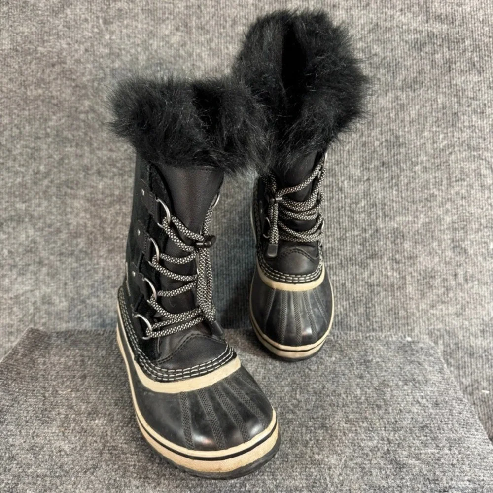Sorel Joan of Arctic Black Waterproof Winter Snow Boots Faux Fur Trim 2